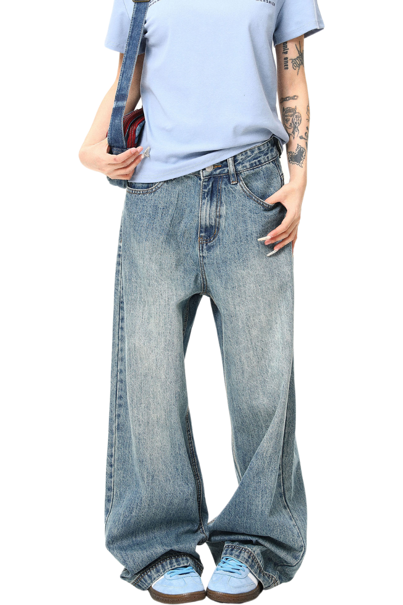 faded straight jeans