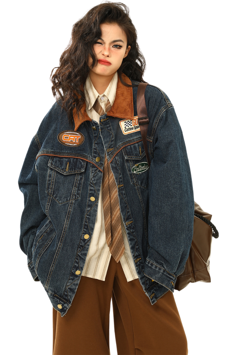 racer patch denim jacket
