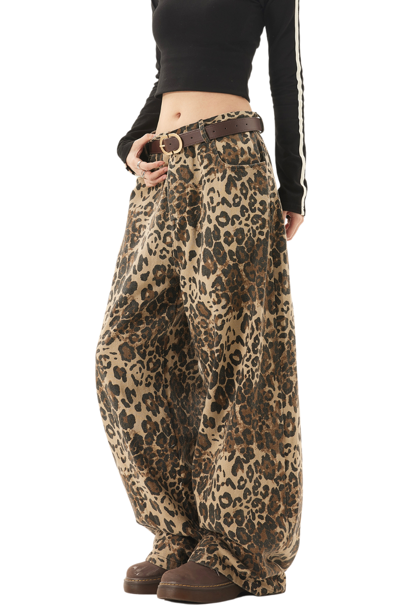 wide leopard jeans