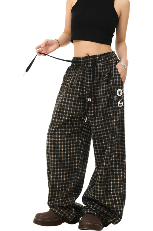blurred grid pants