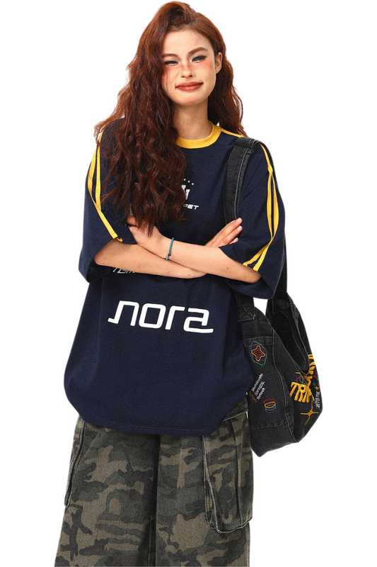 retro varsity navy tee