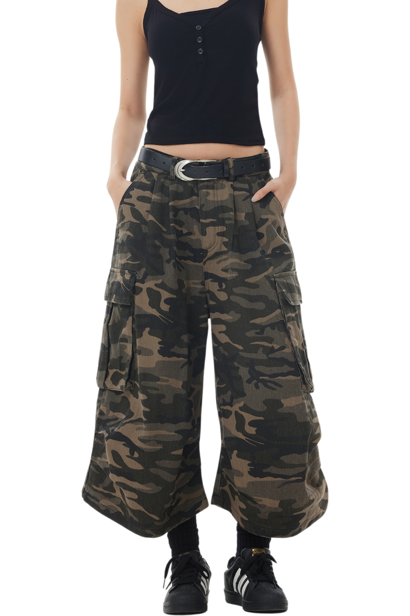 camo cargo crop pants