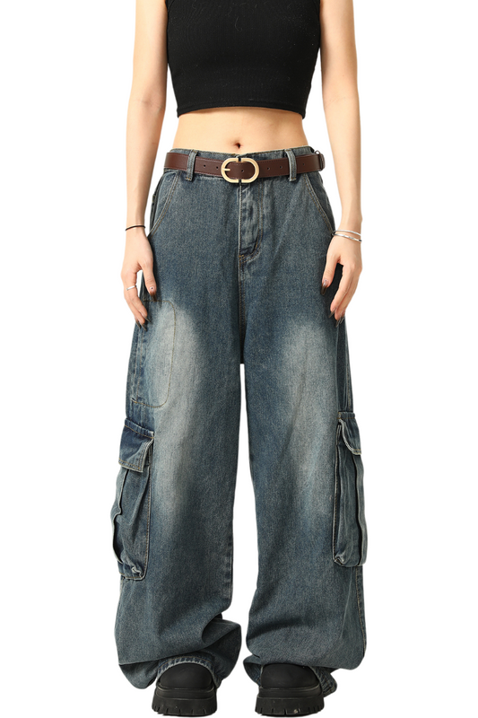 faded pocket denim pants
