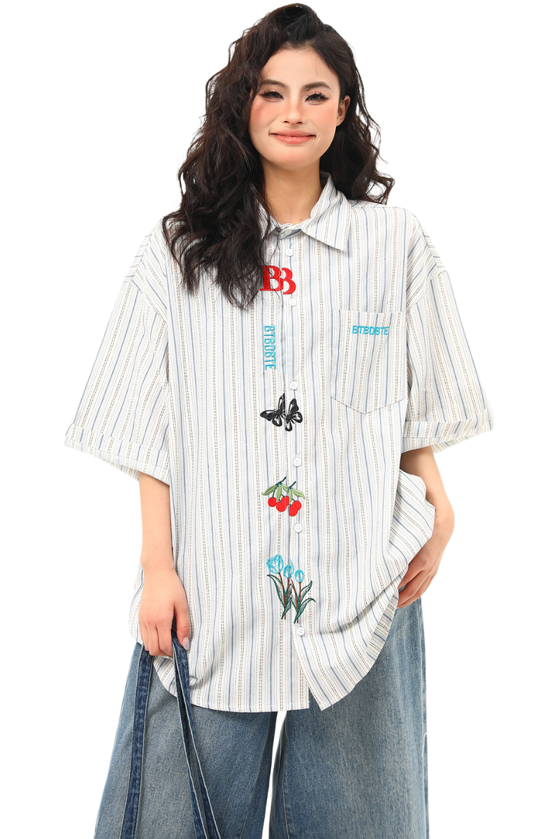 stripe bloom shirt