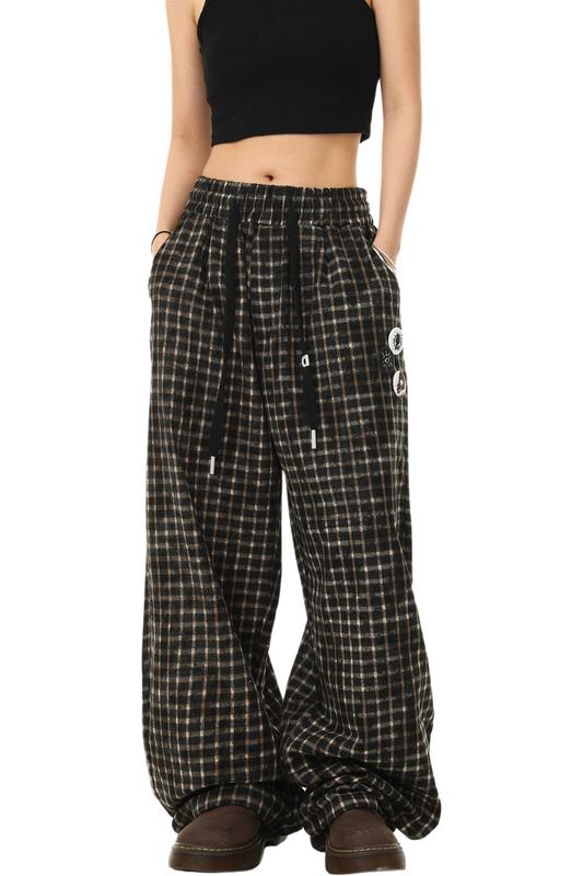 blurred grid pants