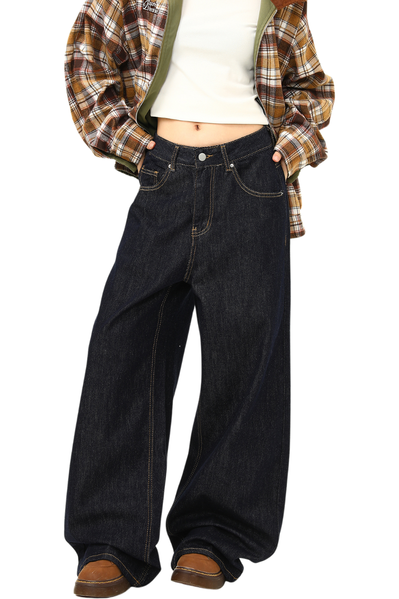 dark straight mop jeans