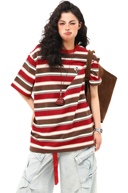 striped pup embroidery tee