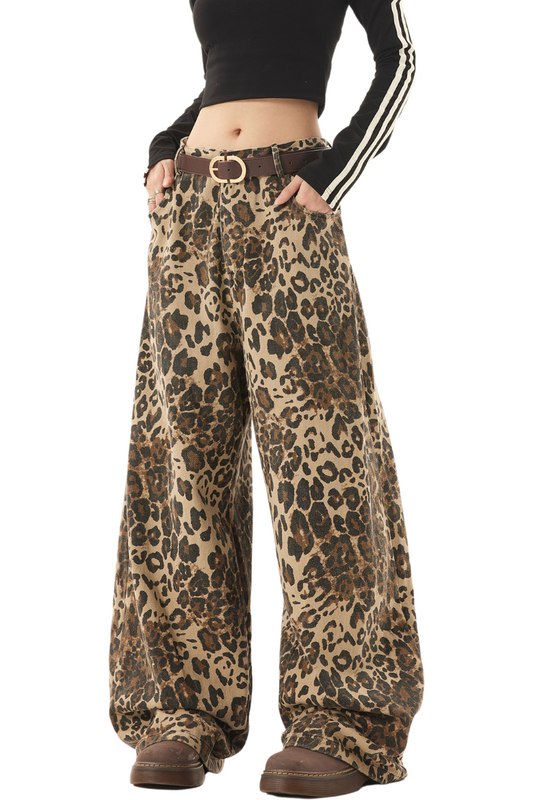 wide leopard jeans