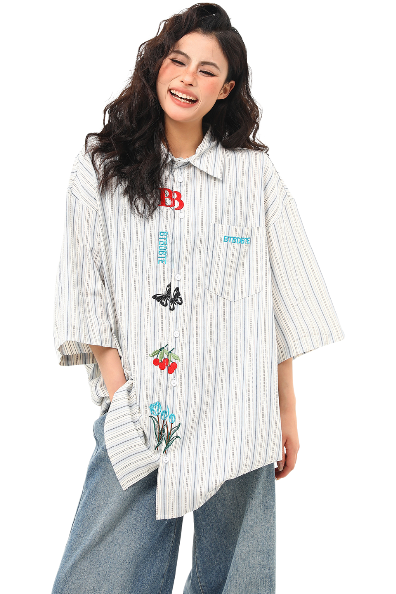 stripe bloom shirt