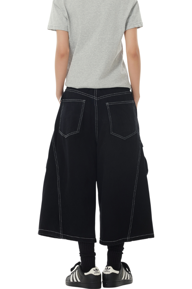oversized cargo denim shorts