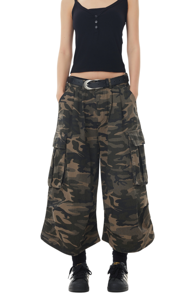 camo cargo crop pants