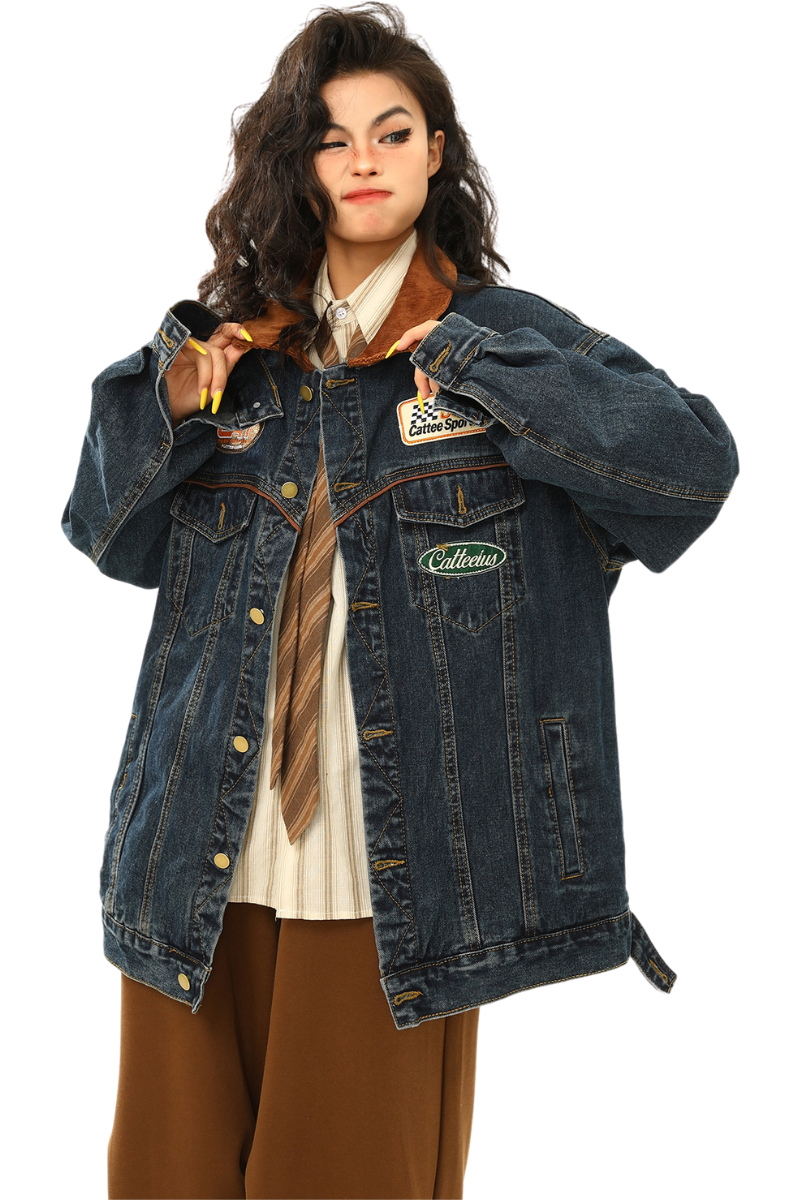 racer patch denim jacket