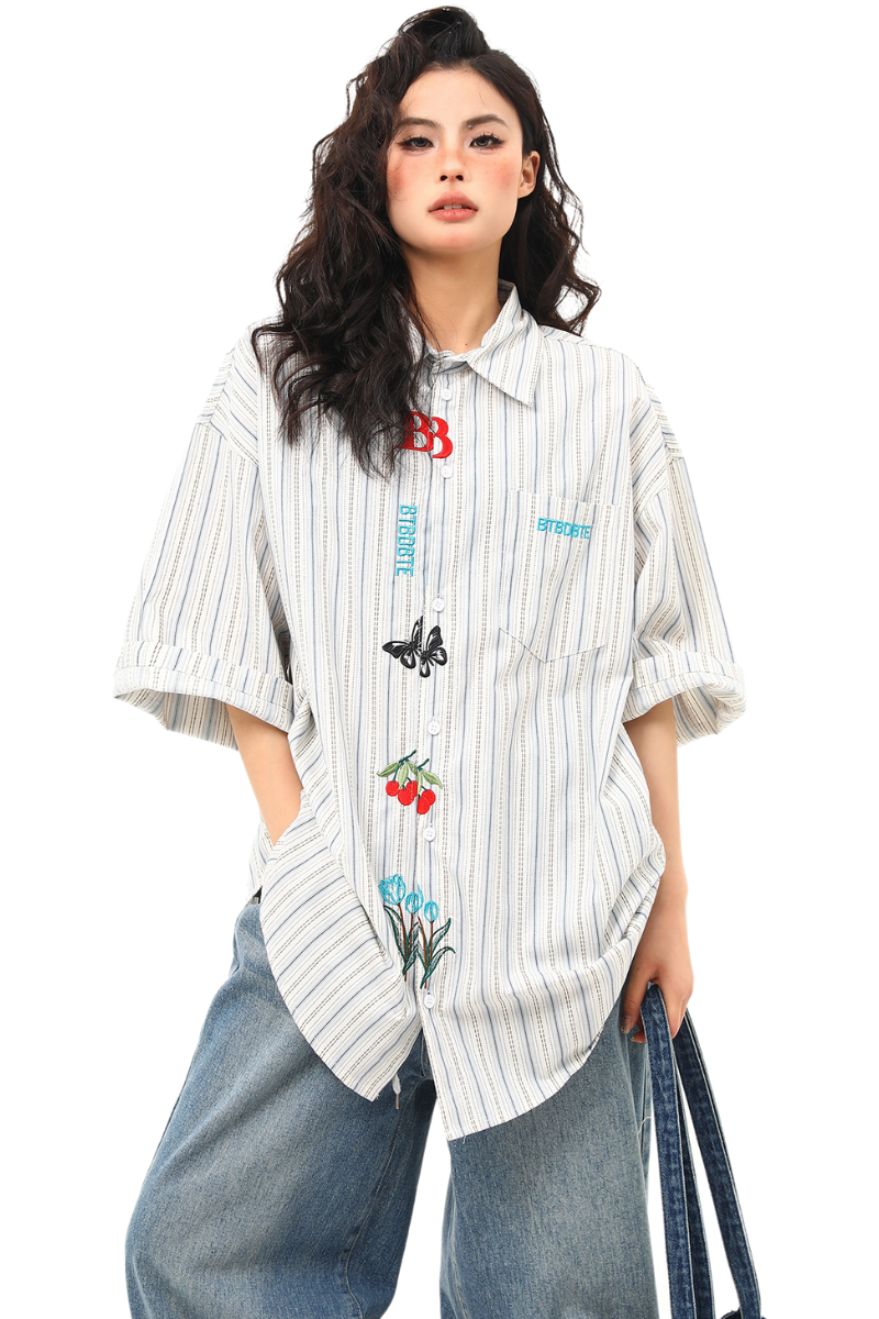 stripe bloom shirt
