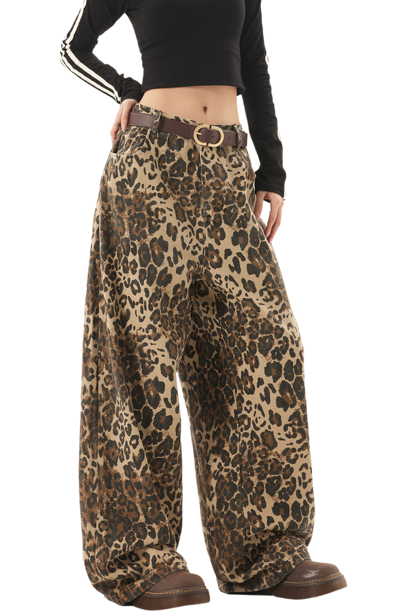 wide leopard jeans