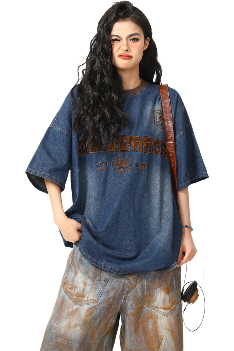 washed denim emblem tee