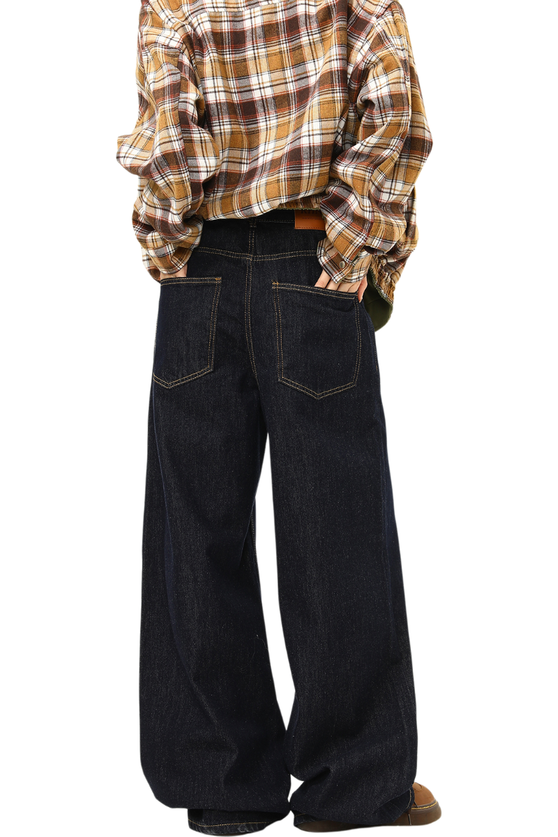 dark straight mop jeans