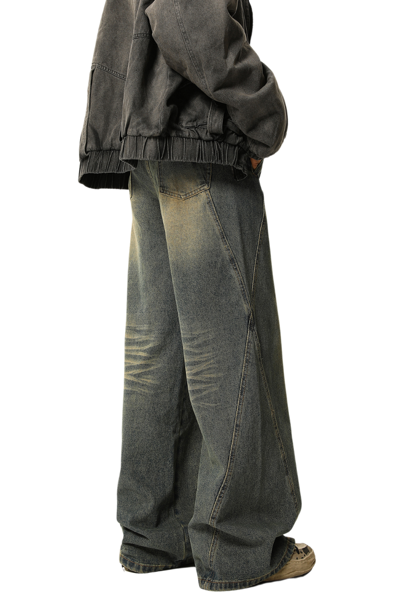 vintage wash straight jeans