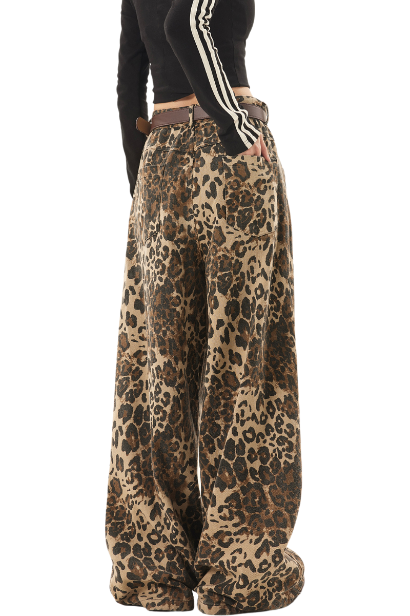 wide leopard jeans
