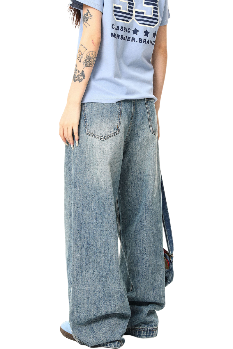 faded straight jeans