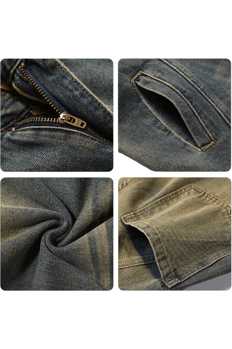 vintage wash straight jeans