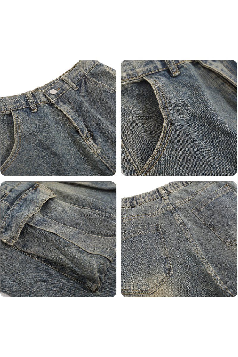 faded pocket denim pants