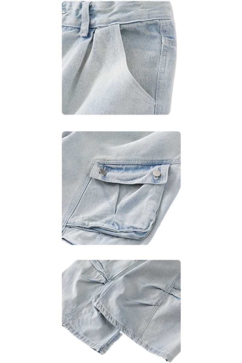 oversized cargo denim shorts