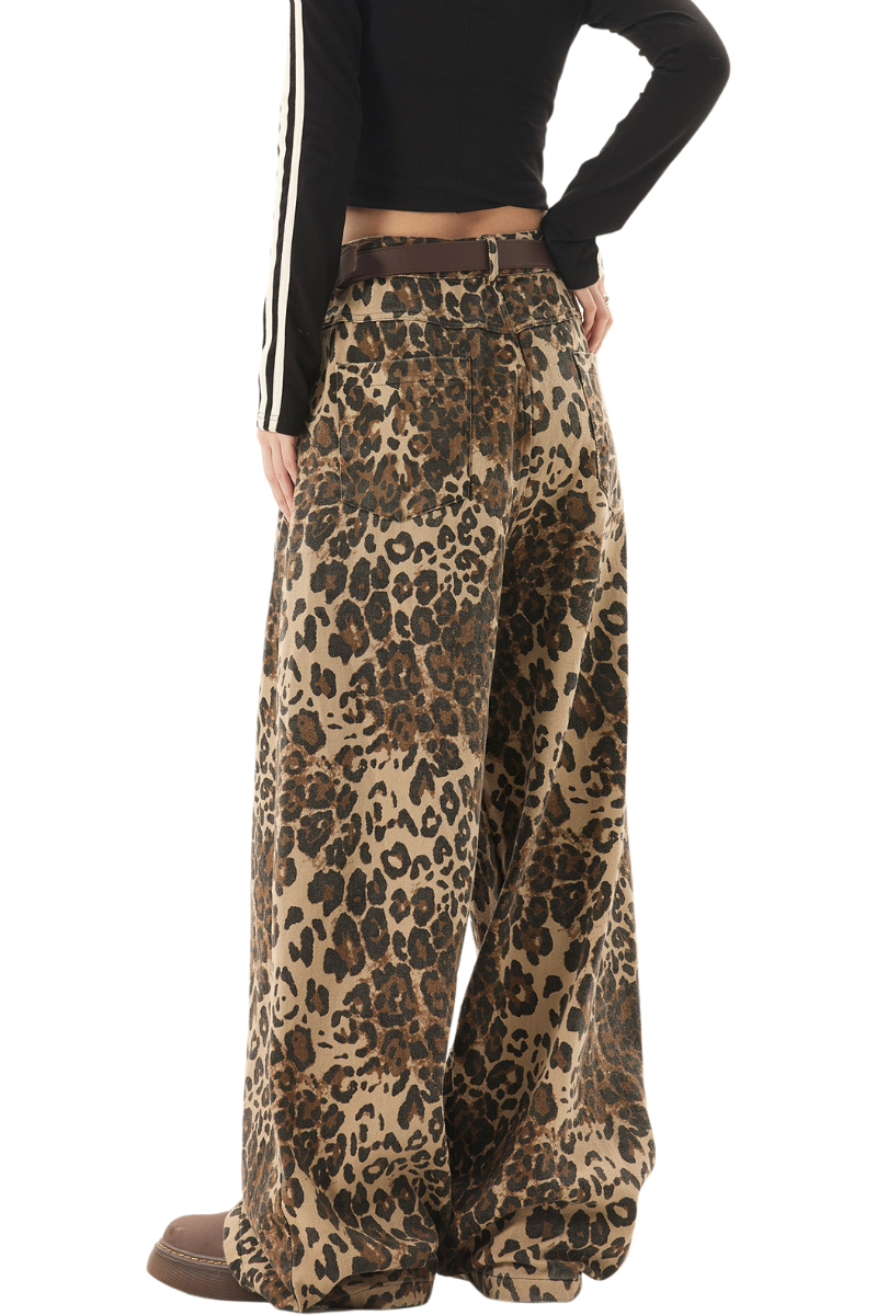 wide leopard jeans